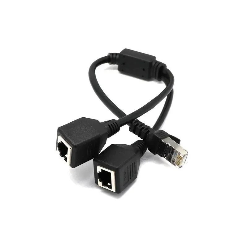 Conectores de cabos de computador Rj45 1 macho para 2 fêmea soquete porta Lan Ethernet Network Splitter Y transmissão estável Cat5E Cat5 Cat6 Eas Oth6M