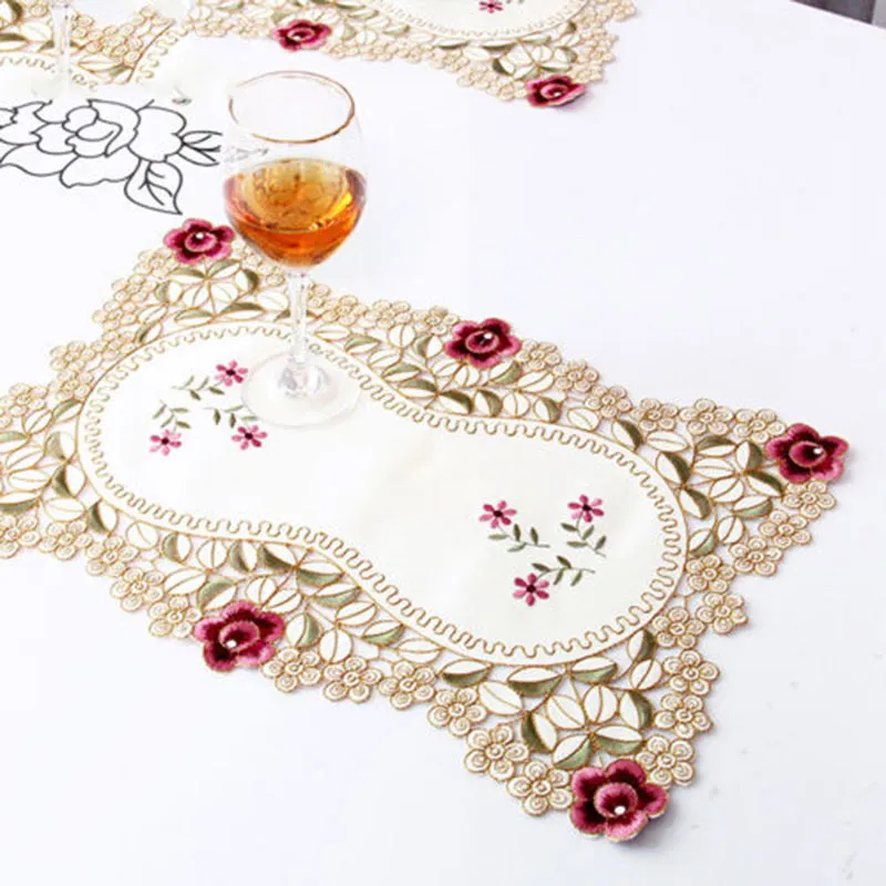 Mantel Bordado Floral Vintage, Reutilizable y Resistente A Las Manchas, 이상적인 파라 수용체 de bodas y eventos everiales, 직사각형