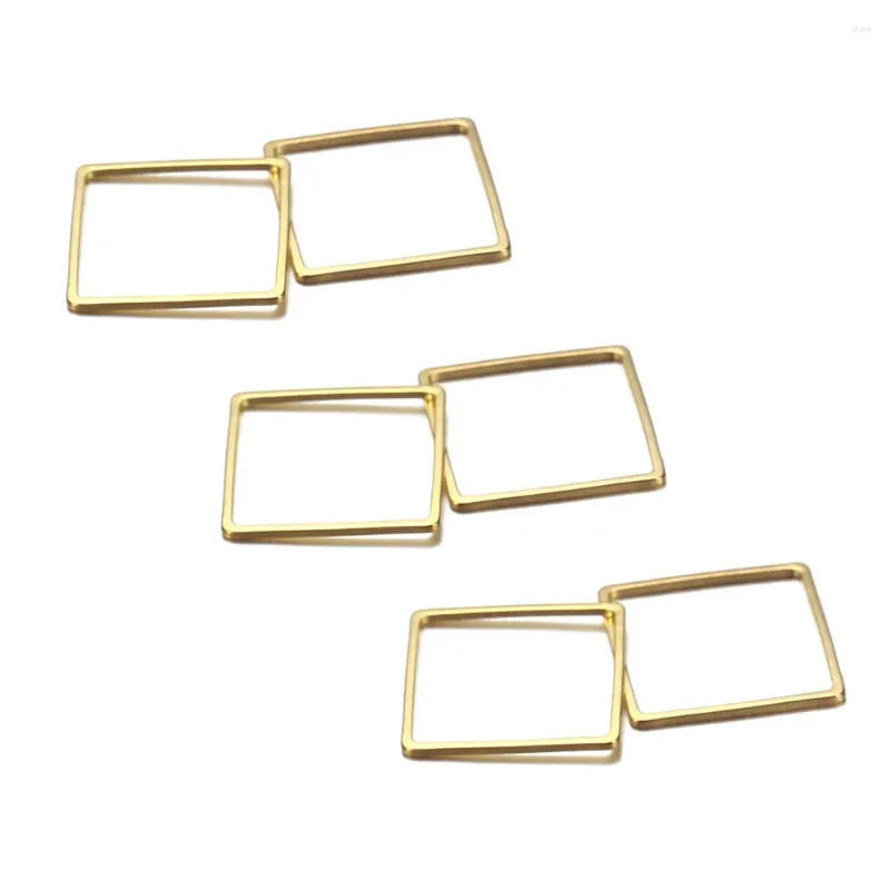 Encantos 20 PCS Cobre Quadro Geométrico Quadrado Simples Para Fazer Jóias DIY Acessórios Pingentes de Metal