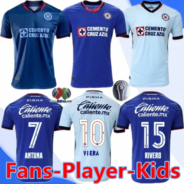 4XL 23/24 Cruz Azul Rotondi Futbol Formaları 2023 2024 Rodriguez Pineda Alvarado Romo Futbol Gömlek Tabo Gimenez Romero Evden Evden Erkekler Çocuk Kit Üniformaları