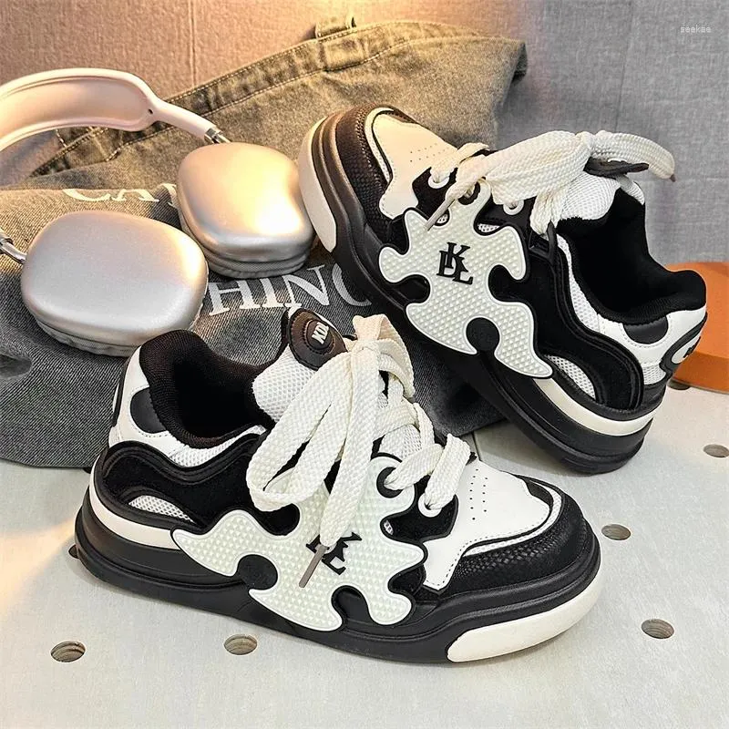Casual Shoes Spring Mens Tennis Pu Leather Foatewear Thick Sole Fashion Work Safety Luxury Retro Men Outdoor Sneakers Walking