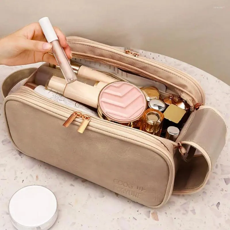 Cosmetic Bags Makeup Storage Solution For Travel Capacity Double Zipper Bag Home Organization With