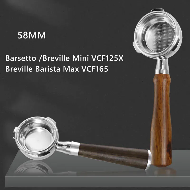 58mm kaffe bottenlöst portafilterfilterhållare för barsetto/oster Breville Mini VCF-125X Machine Barista Max VCF165 240328