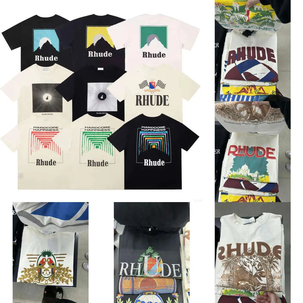 RH Designers Maglietta da uomo con ricamo Rhude per l'estate Maglietta da uomo con lettera Polo Maglietta da donna Abbigliamento Maniche corte T-shirt in cotone grande Plus Taglia S-XL