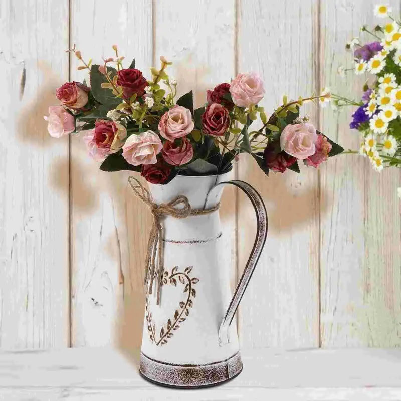 Vases Kettle Metal Flower Pot Wedding Decorations For Tables Arrangement Bucket Vase Iron