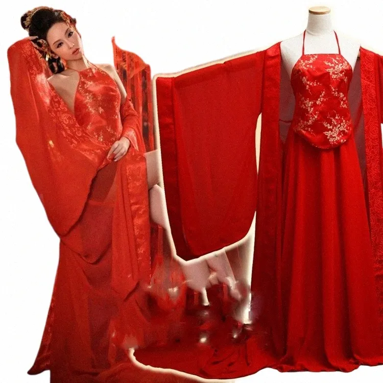 Hg Yi Meng Sexig Red Ancient Chinese Bh för boudoir Porträtt Fotoalbum Tematisk fotograferingsdräkt Hanfu O02X#