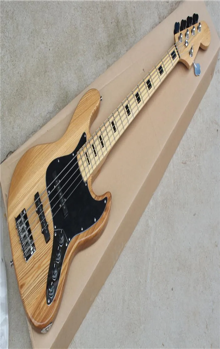 ファクトリーカスタム5ストリング天然木製カラーエレクトリックベースギタークロームハードウェアマープルフィンガーボーダッシュボディ4151045