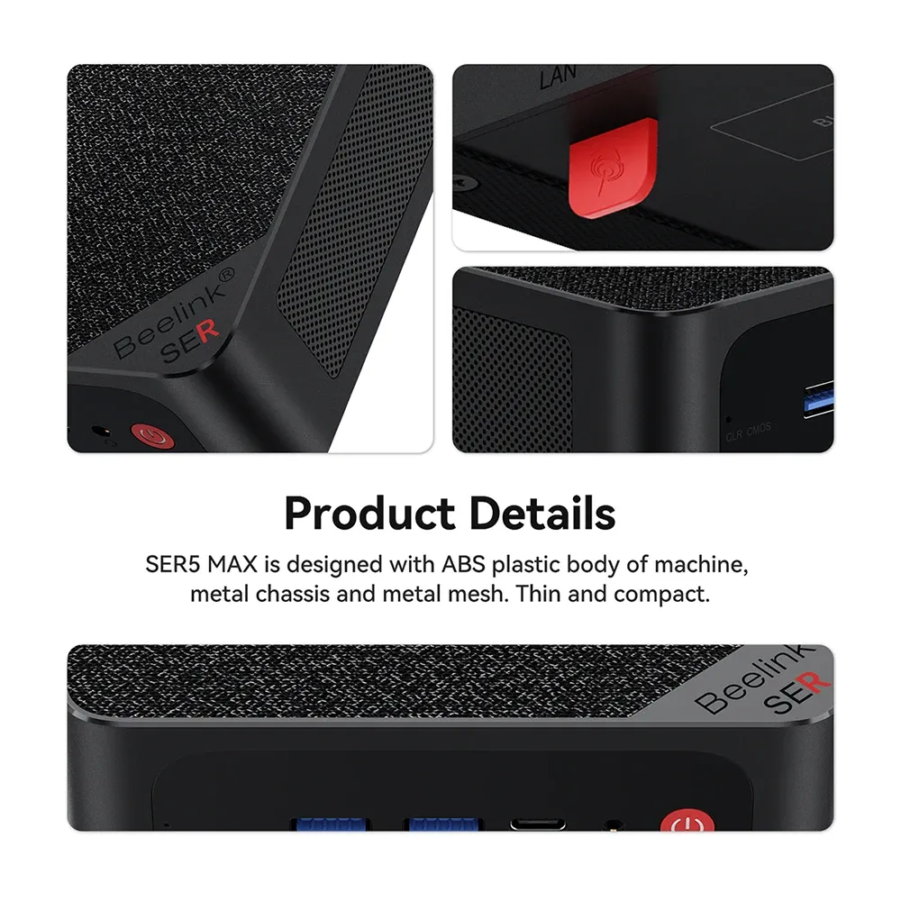 Beelink SER5 MAX 5800H 32GB DDR4、500G NeweggBusiness - Beelink SER5 MAX Mini PC, AMD Ryzen 7 5800H