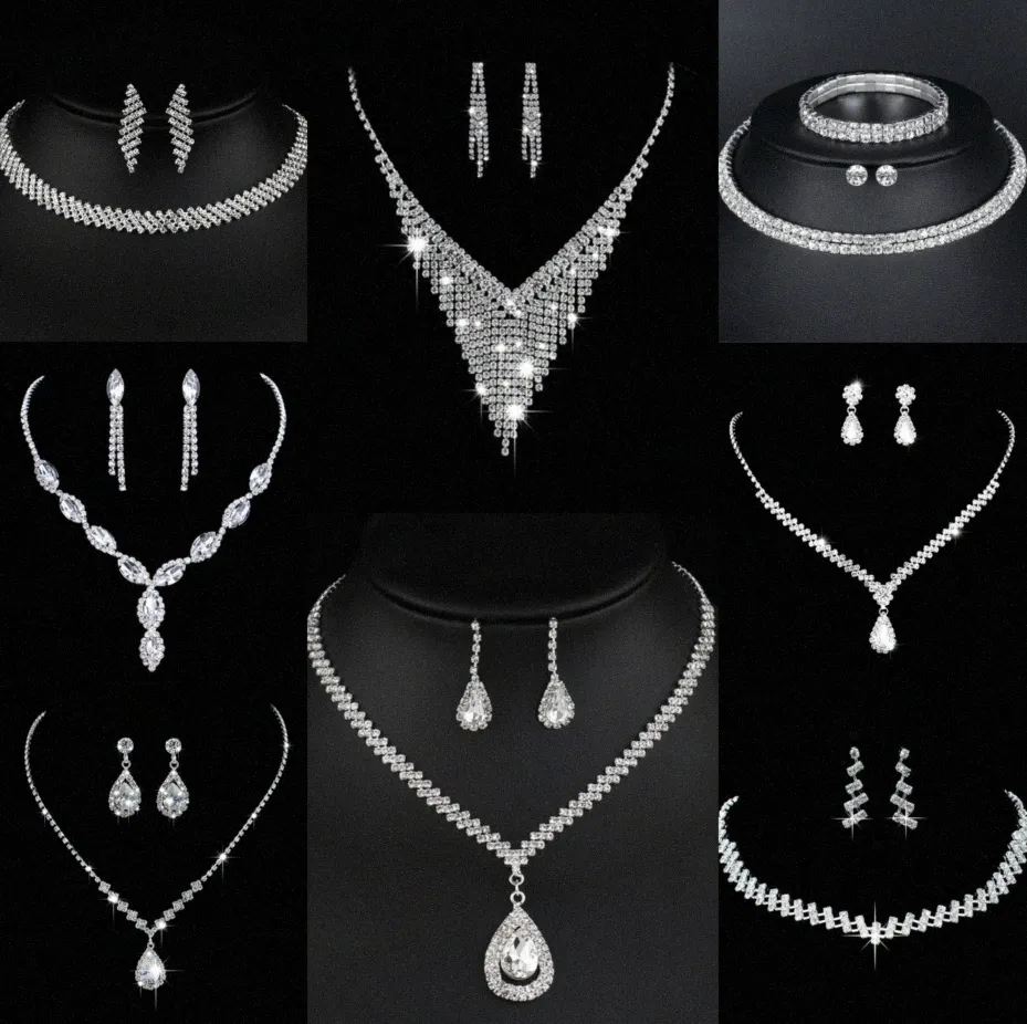 Ensemble de bijoux en diamant de laboratoire précieux, collier de mariage en argent sterling, boucles d'oreilles pour femmes, bijoux de fiançailles, cadeau u2hV #