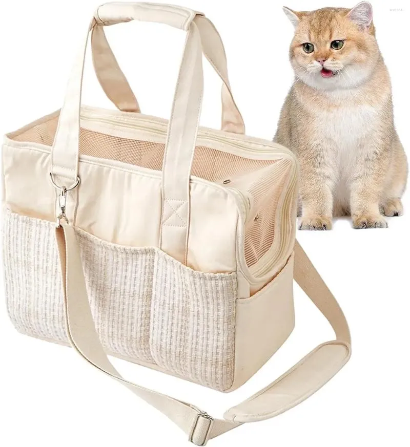 Porte-chats sac fourre-tout transporteur coton toile chien voyage poche petite épaule respirante pour