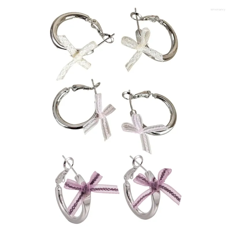 Oorringen Stijlvol Kanten Lint Strik Lichtgewicht en comfortabel Dangle Ear Studs Oorbel voor dagelijks gebruik Afspraakjes Feestjes 264E