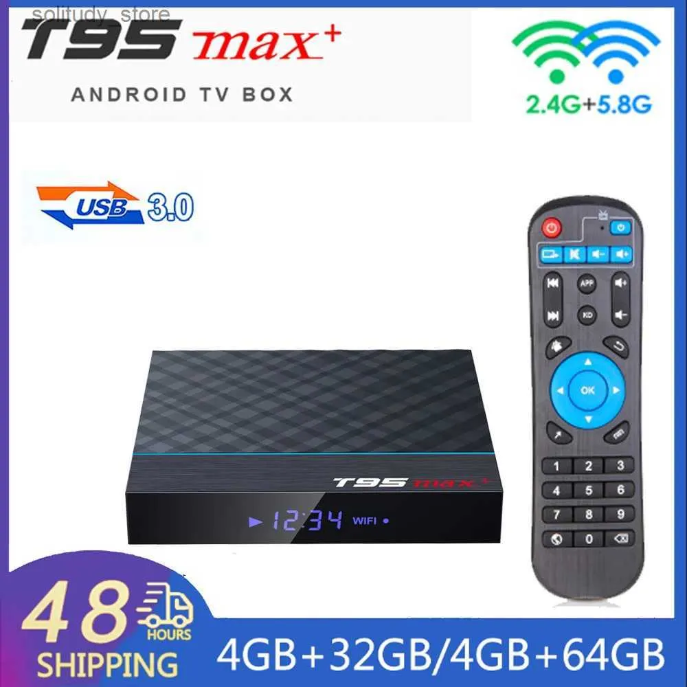 Set Üst Kutu T95 Max Plus Akıllı Android TV Kutusu Amlogic S905X3 Android 9.0 2.4G+5G Çift WiFi BT4.0 4K 8K HDR 3D T95 MAX+Medya Oyuncu LAN 100M Q240330