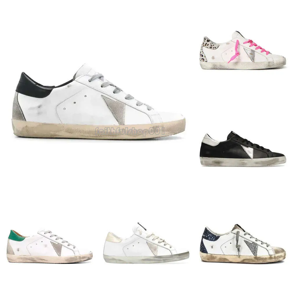 Chaussures de créateurs Nouveaux baskets dorées Baskets de créateurs Luxurys Mocassins Chaussures décontractées Cuir Italie Sale Vieille marque de chaussures Femmes Hommes Super-star Ball Star Baskets 35-46