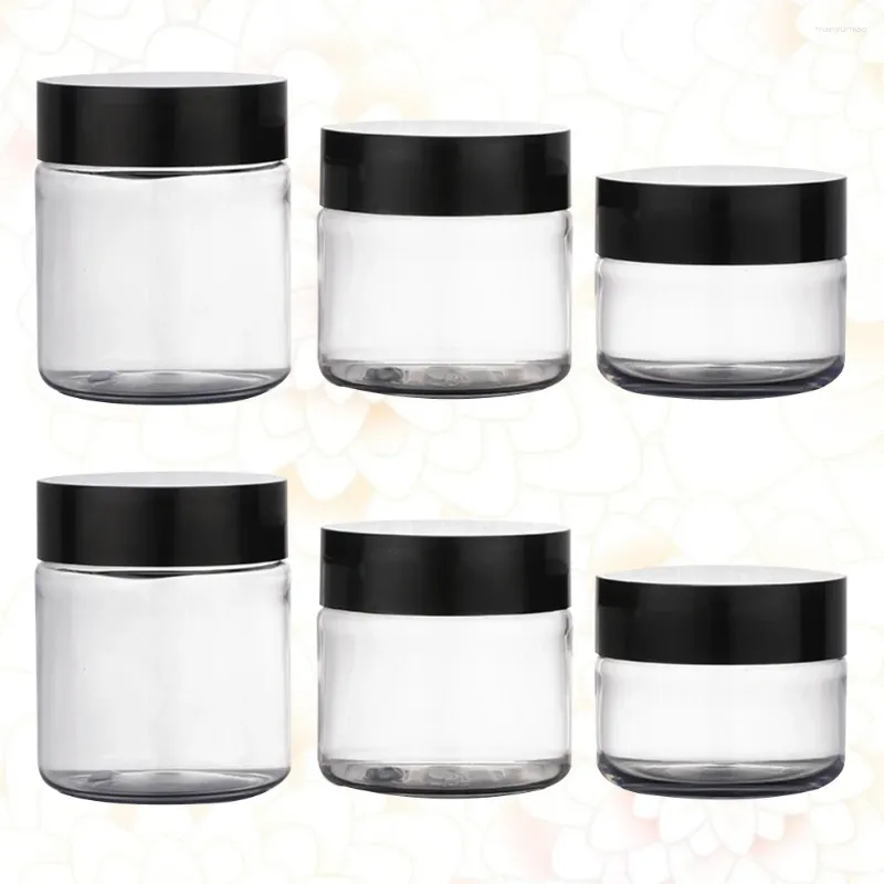 Garrafas de armazenamento 6pcs amostra recipiente vazio pote frascos cremes garrafa com tampa para jóias de sombra de olho 120ml 100ml 60ml (preto)