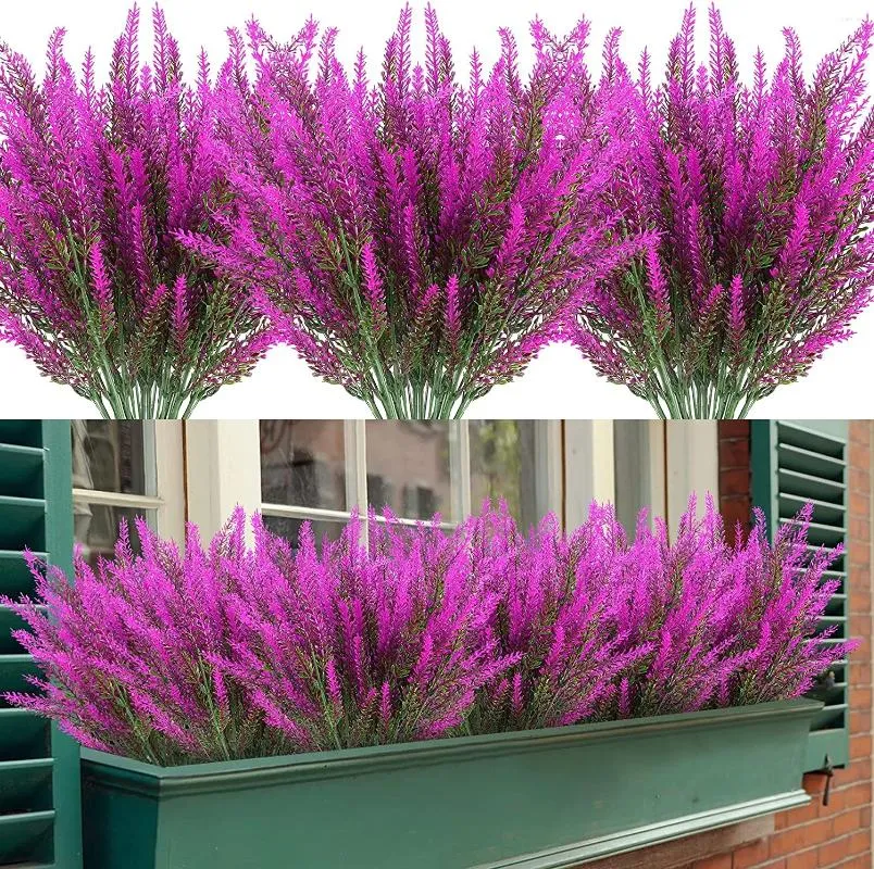 Dekorativa blommor QSM 2st konstgjorda vete utomhus UV -resistent No Fade Faux Plast Plants Garden Window Box Decorating