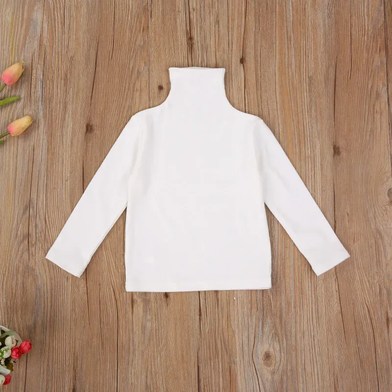 Baby Children Girls Turtleneck Basic Solid T-Shirt Tops Toddler Kids Girls Autumn Spring Lange Mouw T-shirt Tops Baby Clothing 1-6y