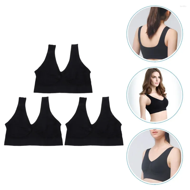 Traje de yoga 3 PCS Lencería de mujer sin costuras para vestido Deportes sin alambre Fitness Running Mujer Tank Tops Nylon