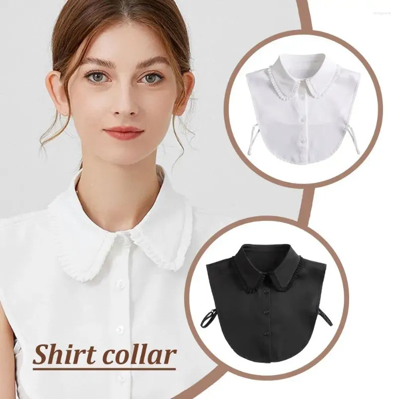 Bow Ties Fashion Front Tie White Fake Collar Women Edge Stand Löstagbar False Girls tröja Skjorta Blus