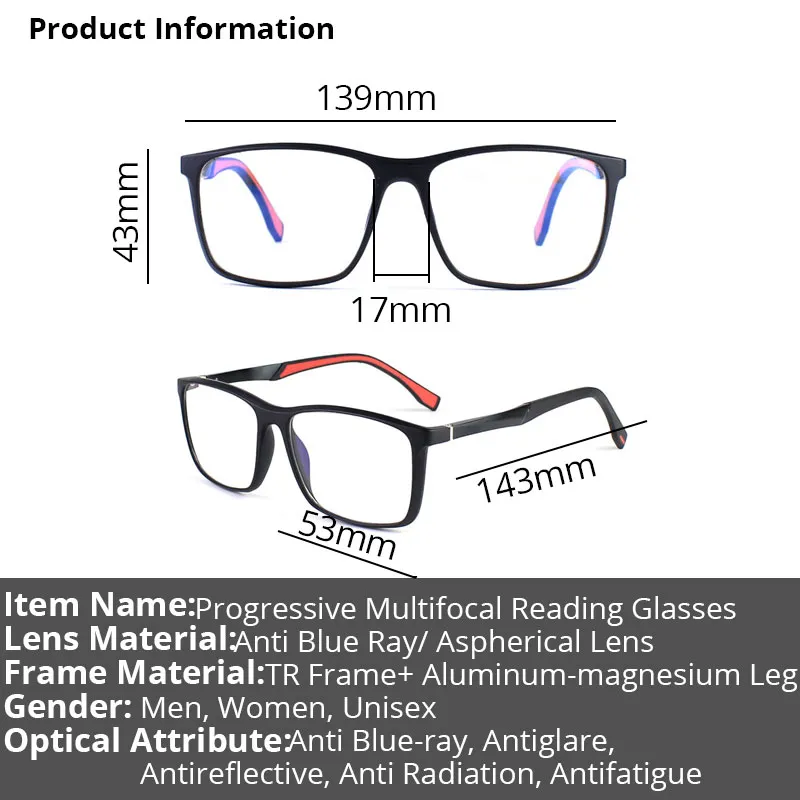 Men’s Retro Aluminum Magnesium Bifocal Reading Glasses – Photochromic Transition Lenses