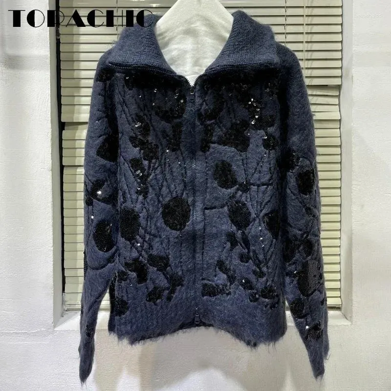 Kobiety Kobiet 10.24 Topachic Temperament Soft Carzy Dekoracja wełna wełna Mohair Knitted Sweter