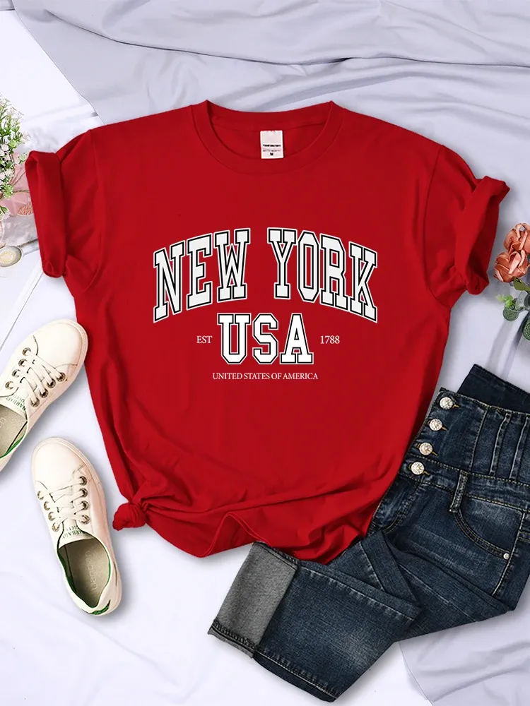 T-shirt New York City NY USA - Marque B&C, Coton Noir - Neuf Avec étiquettes, Fait En France