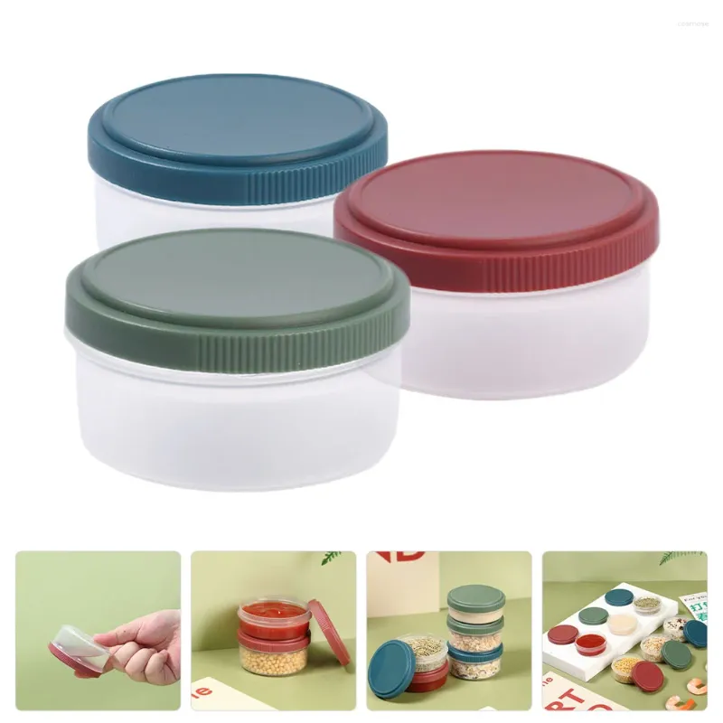 Vajilla 3 piezas Caja de salsa hermética Cajas de condimentos Condimentos pequeños Contenedores portátiles de Pp pequeños