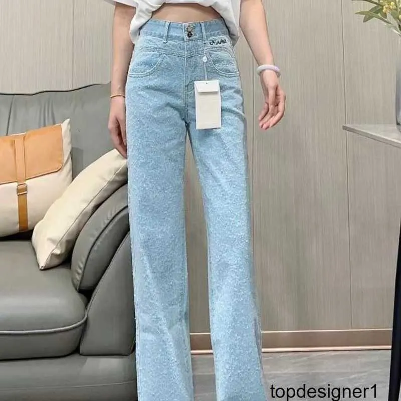 Designer Nanyou High Quality Xiaoxiang New Embroidery Slimming Straight Fit Women's Denim Pants Correct Version PESH