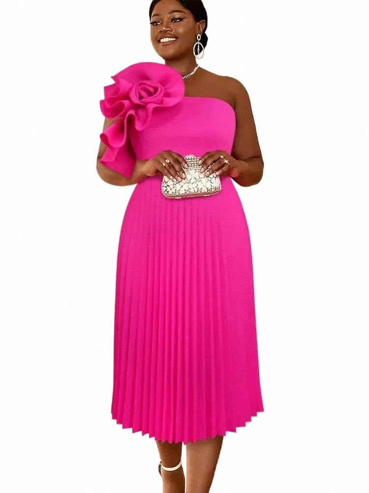 Womens Plus Size Velvet Midi Dress with Trumpet Silhouette and Empire  Waist, Hot Pink One Shoulder Flare Sleeve Evening Dress from Dhgate Plus  size Dresses - price 12.59