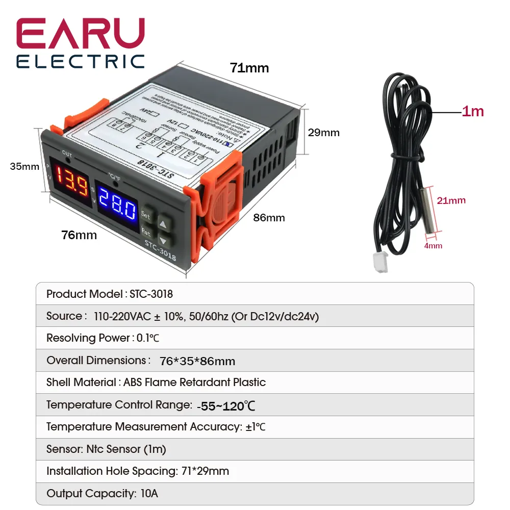 STC-1000 STC-3008 STC-3018 STC-3028 LED 디지털 온도 컨트롤러 온도 조절 장치 온도 조절기 인큐베이터 12V 24V 110V 220V