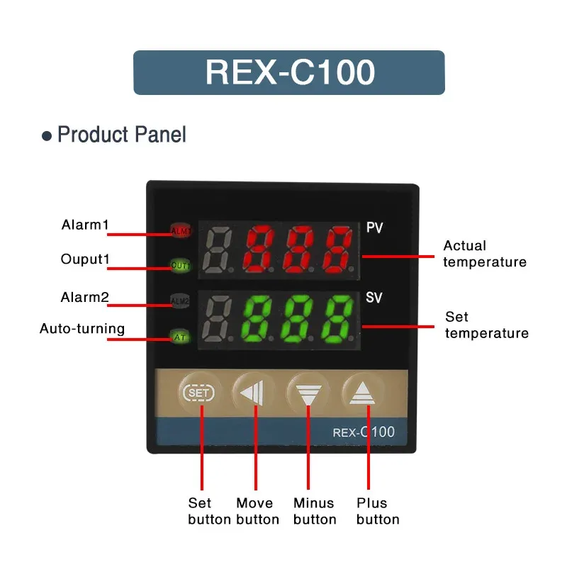 REX C100 PID Temperature Controller: Digital Thermostat For 220V, 400°C ...