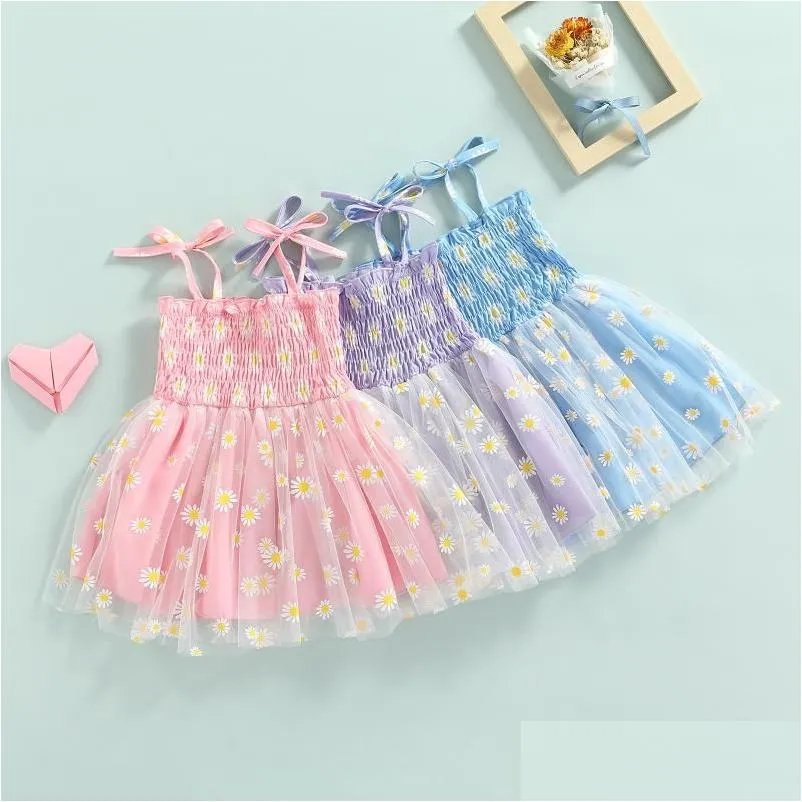 Girls Dresses Ma Baby 6M-4Y Toddler Infant Kid Dress Floral Print Tle Tutu Party Birthday Holiday For Summer Costume Drop Delivery Kid Dhksg