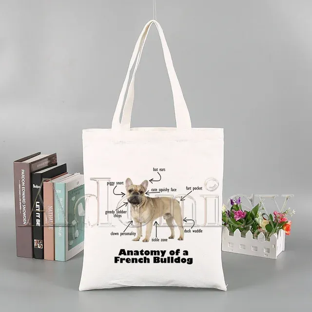 CafePress French Bulldog Silhouette Tote Bag — Natural Canvas, Reusable Shopping Bag