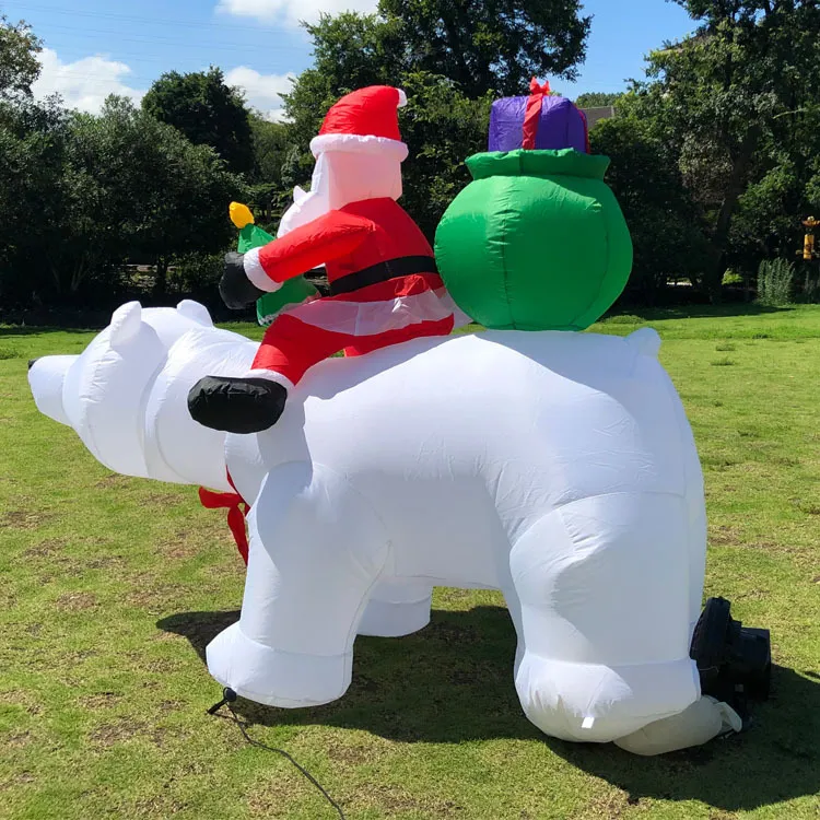 Inflatable Santa Claus Riding Polar Bear Christmas Inflatable Toy Doll Indoor Outdoor Garden Xmas Christmas Decoration