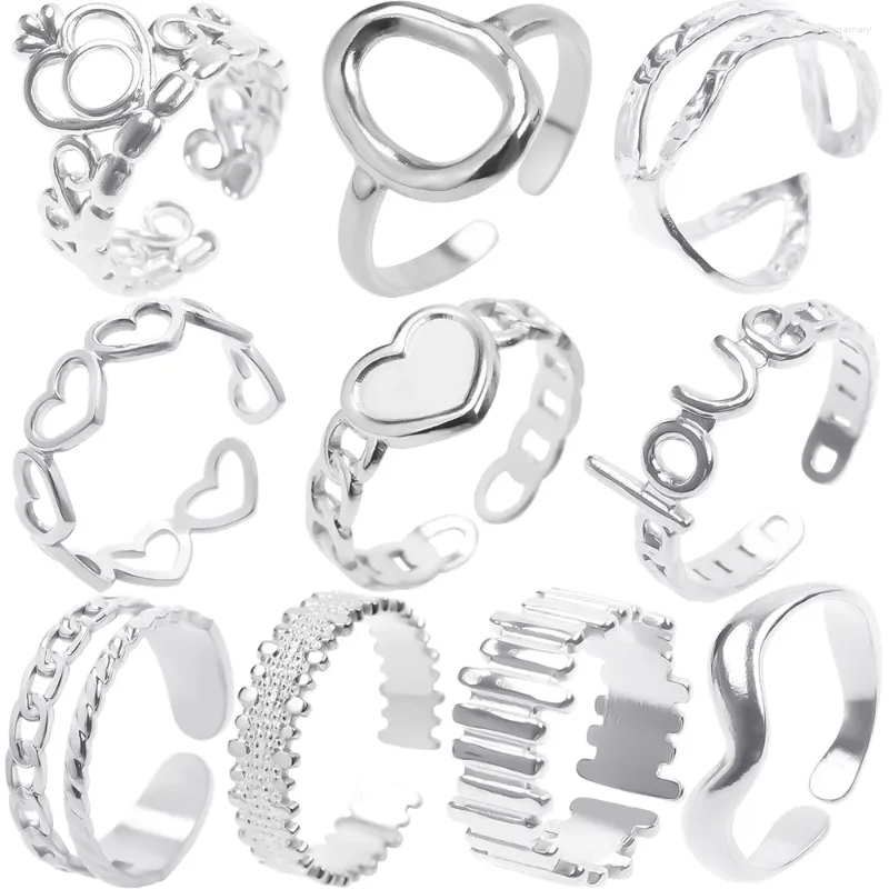 Clusterringen Set Titanium Staal Voor Dames Heren Accessoires Liefde Hart Charme Ring 2024 Trend Sieraden Party Bague Femme Acier Inoxydable