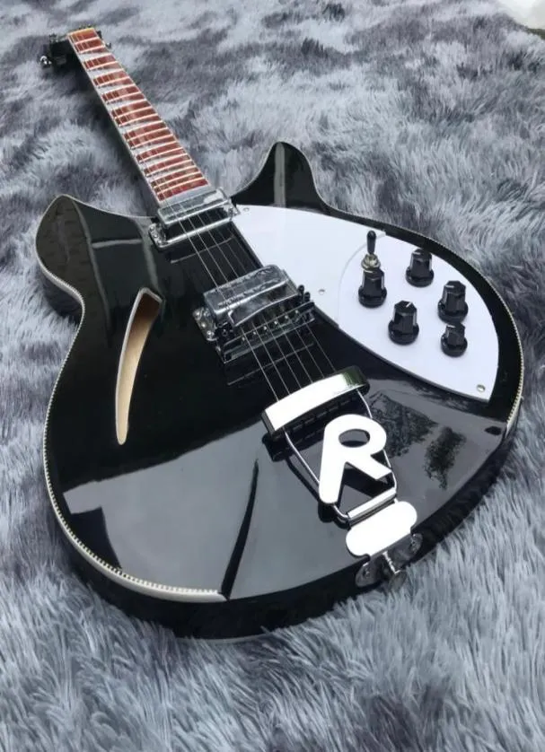 Anpassad Grand Semi Hollow Body Rick 360 Electric Guitar in Black Color All Color finns tillgängliga5337914