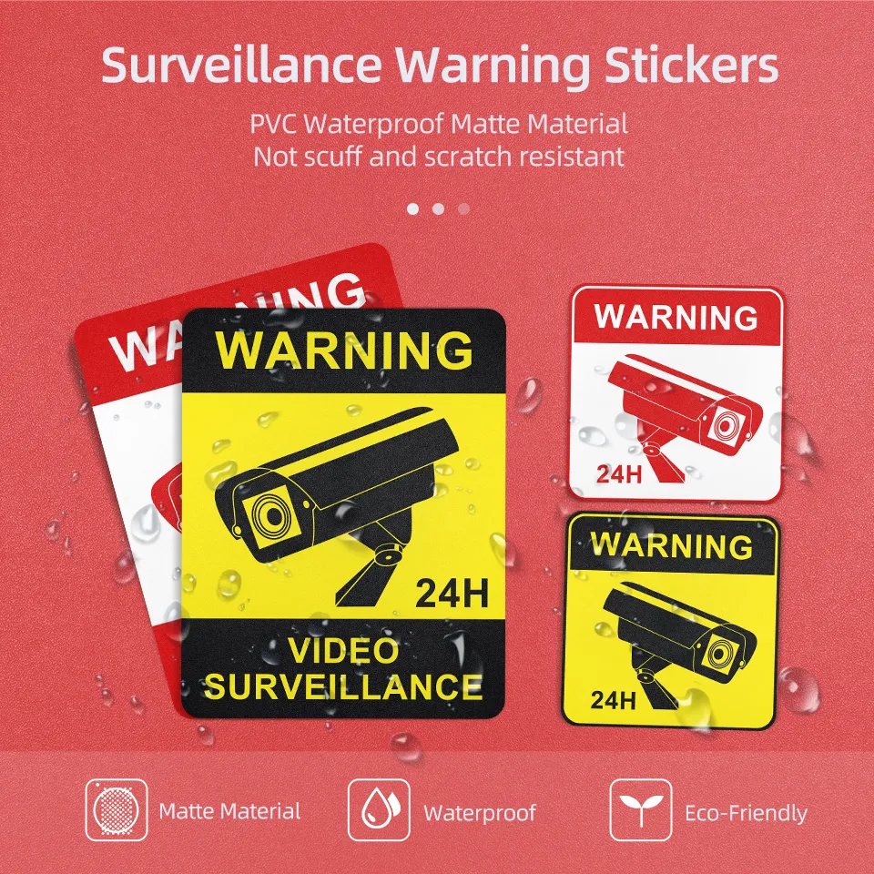 Jeatone Waterproof CCTV Alarm Stickers 8 Or 4 Pack... From Ddmyhome ...