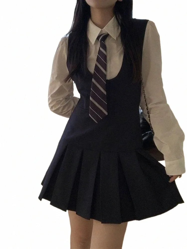 Giappone Kawaii School Student Uniforme Donne coreane Cute Girl JK Uniforme Cosplay Autunno Camicia bianca e pieghettato Slip Dr Set Nuovo c6e6 #