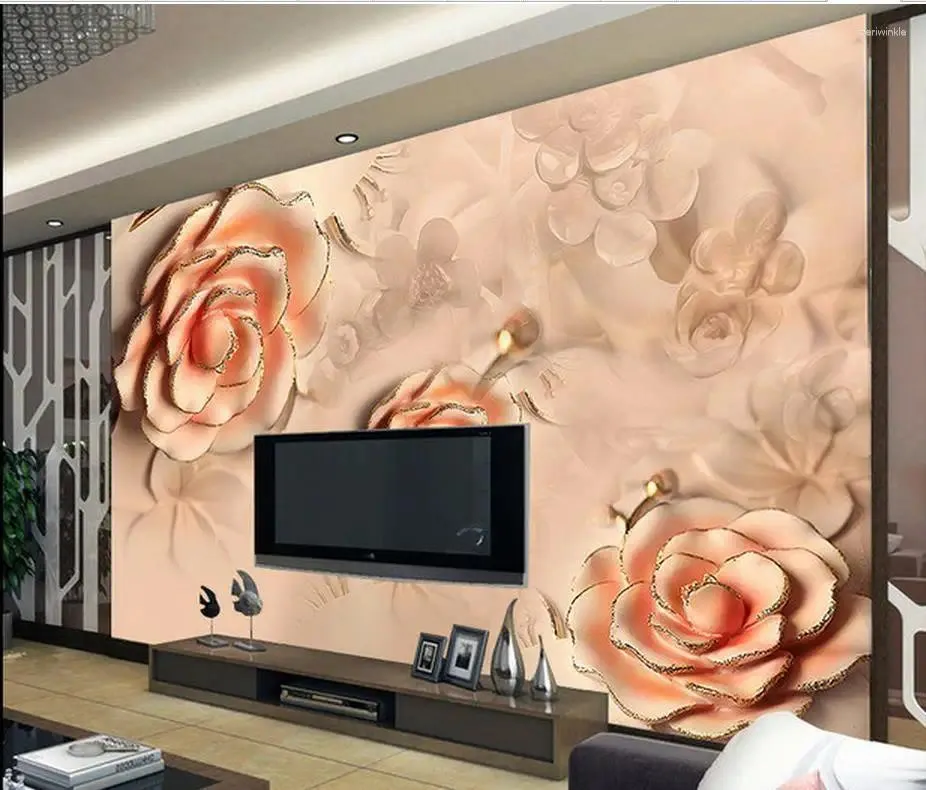Bakgrundsbilder 3D Bakgrund Rose Peony Flower Retro Phnom Penh TV Bakgrund Bedrow Po Wall Paper