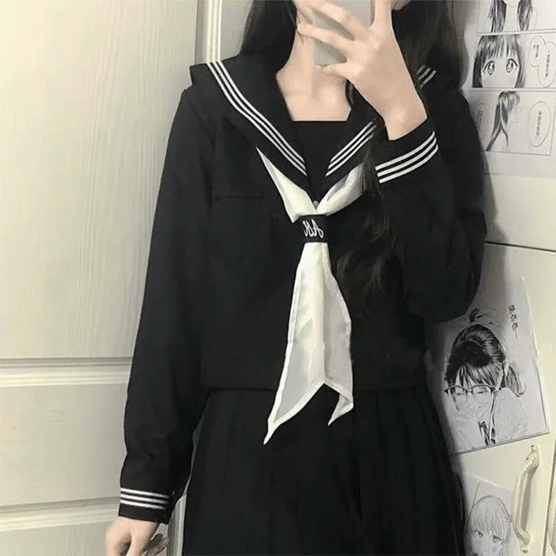 Japanse JK Uniform School Uniform Sailor Costume Women Sexy Shirt Ploeged Rok Girl S-XXL Green JK Japanse universiteitsstijlpak