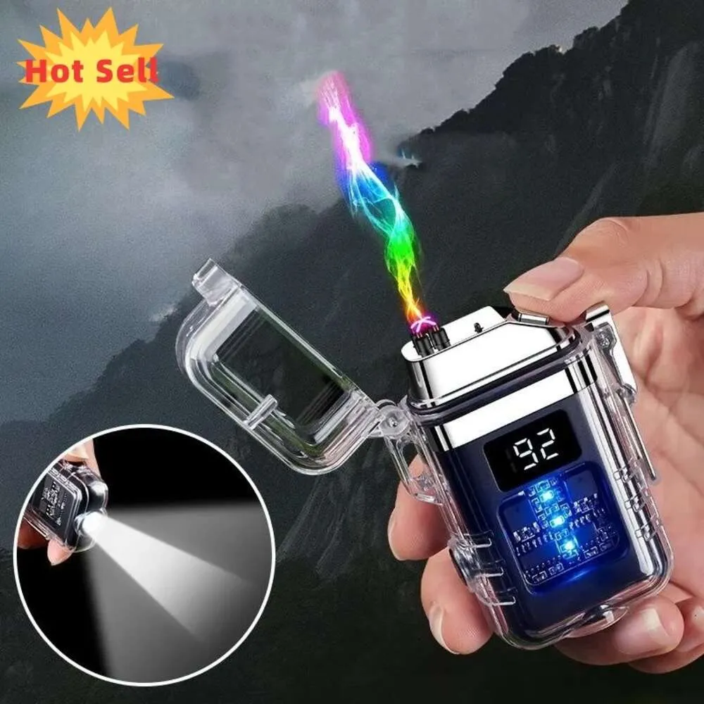 New Plasma Pulse Dual Arc USB Charging Metal Windproof Waterproof Lighter Outdoor Camp Barbecue Cigar Tool Men's High End Gifts