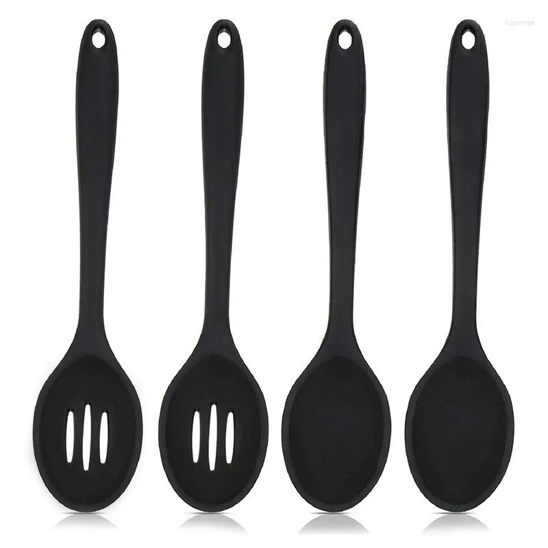 Chopsticks 4 Pcs Silicone Nonstick Mixing And Slotted Spoons Large Serving Spoon Heat Resistant