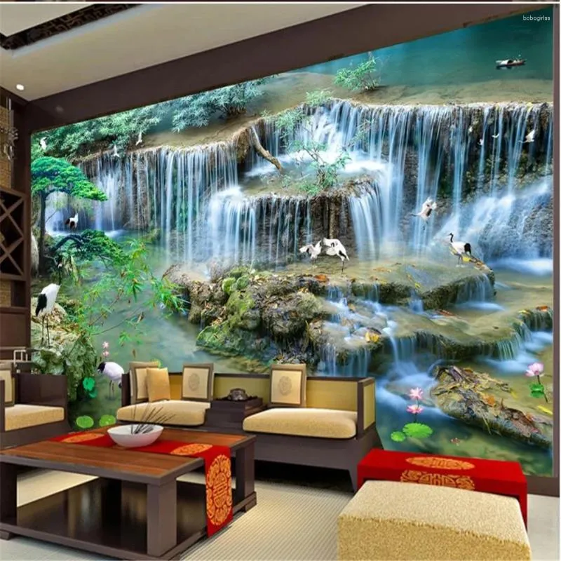 壁紙の家の装飾壁のデカールモダンなリビングルームの寝室3D滝の装飾