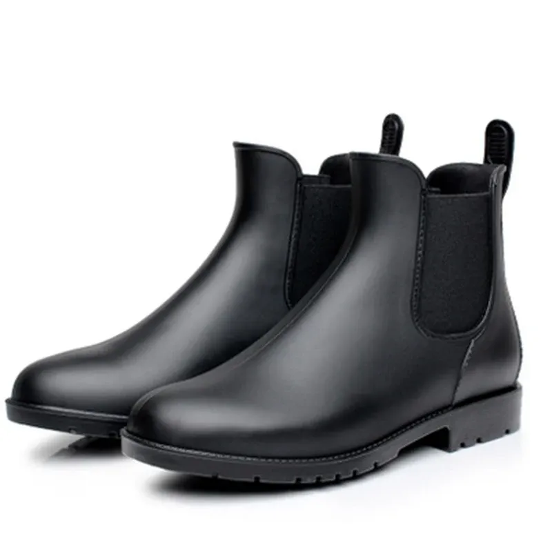 Schuhe 2019 Männer Gummi Regenstiefel Modes schwarze Stiefel Freizeitliebhaber Botas Slipon wasserdichte Knöchelstiefel Moccasins 3543 Nr. 178