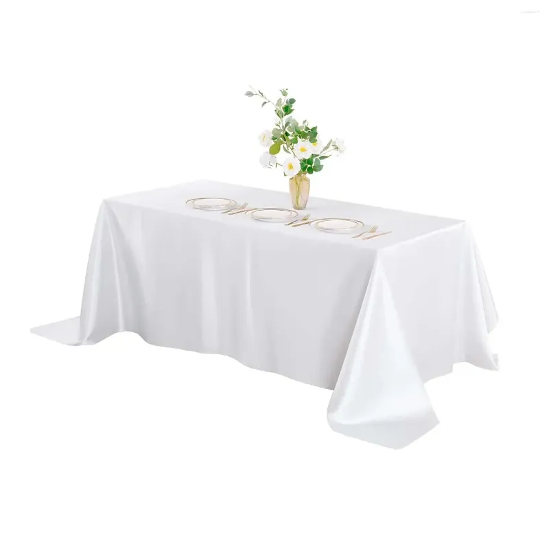 Nappe de Table rectangulaire en Polyester, blanche, pour fête de mariage, Restaurant, Banquet, décorations de noël, décoration de maison