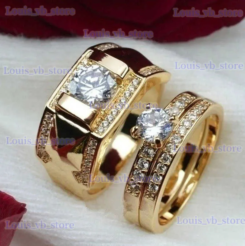 Anelli a banda 1pcs Donne di lusso Anello in metallo intagliato in oro Colore intarsiata pietre zirconi coppia anello di matrimonio con fidanzamento da sposa t240330