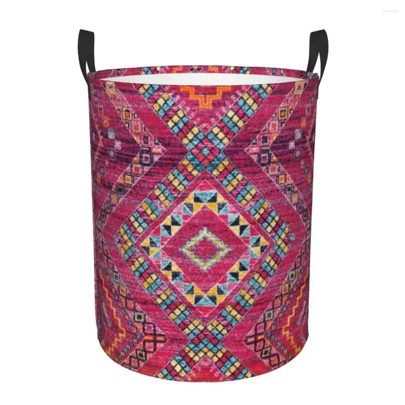 Sacs à linge Vintage rose oriental bohème marocain oeuvre panier grand panier de rangement géométrique diamant filles garçons organisateur de jouets