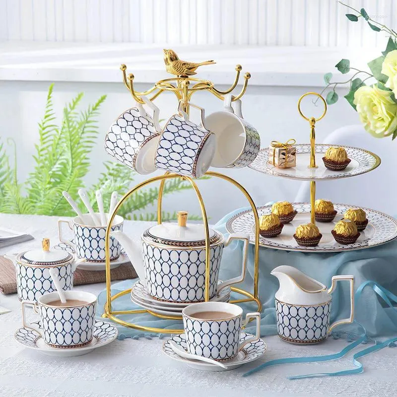 Theewaar Sets Keramische Koffie Thee Set Phnom Penh Bone China Bekerhouder Waterkoker Melkkan Suikerpot Bar Decoratie Huishoudelijke Keuken benodigdheden