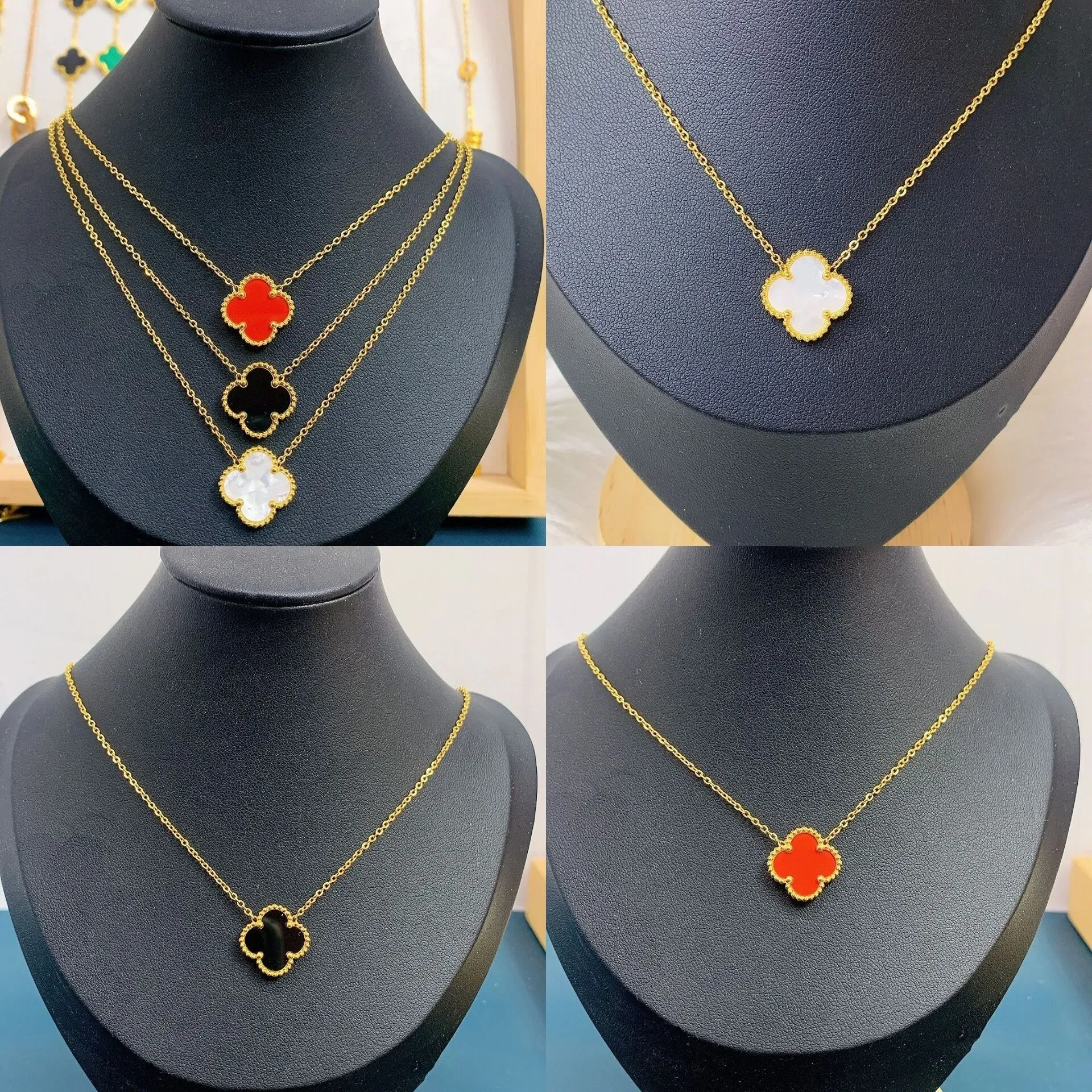 Kettingen Modeontwerper vrouwen klaver Kettingen Diamanten ketting staal klassieke sieraden meisje beste huwelijkscadeaus voor feestjurk gouden ketting ijskoud