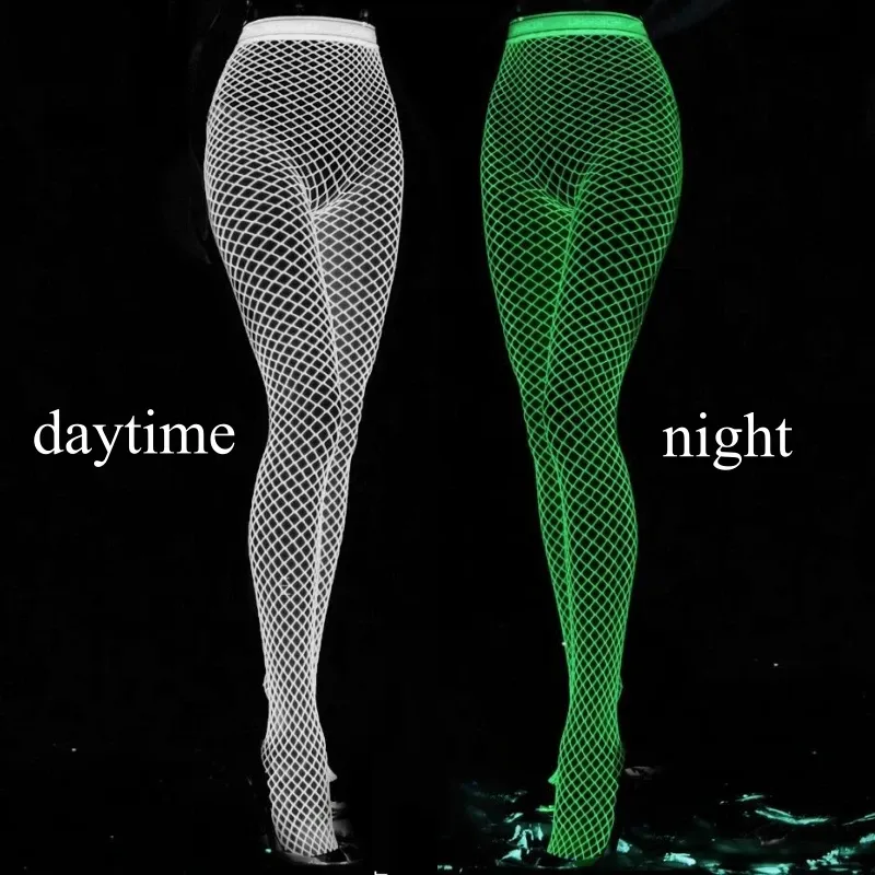 Meias corporais magic luminosas para mover uma malha de uma peças, veja através do bodysuit Fancy Glow in the Dark Nightwear Lingerie