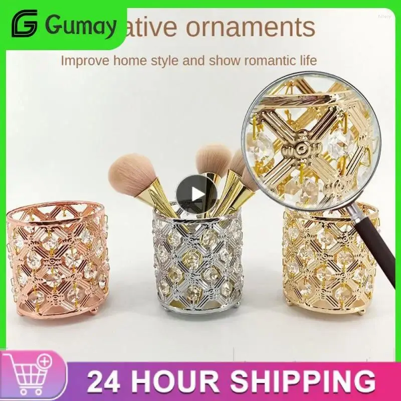 Storage Boxes Crystal Tube Hollow Save Space On Your Dresser Convenient Rotating Design Organize All Cosmetics Pen Holder